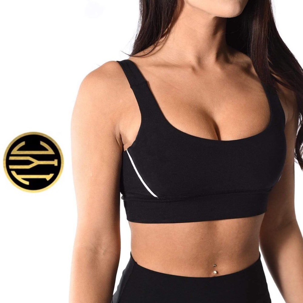 NEW Til You Collapse Resilient Track Sports Bra. Black & White Stripe, size XS